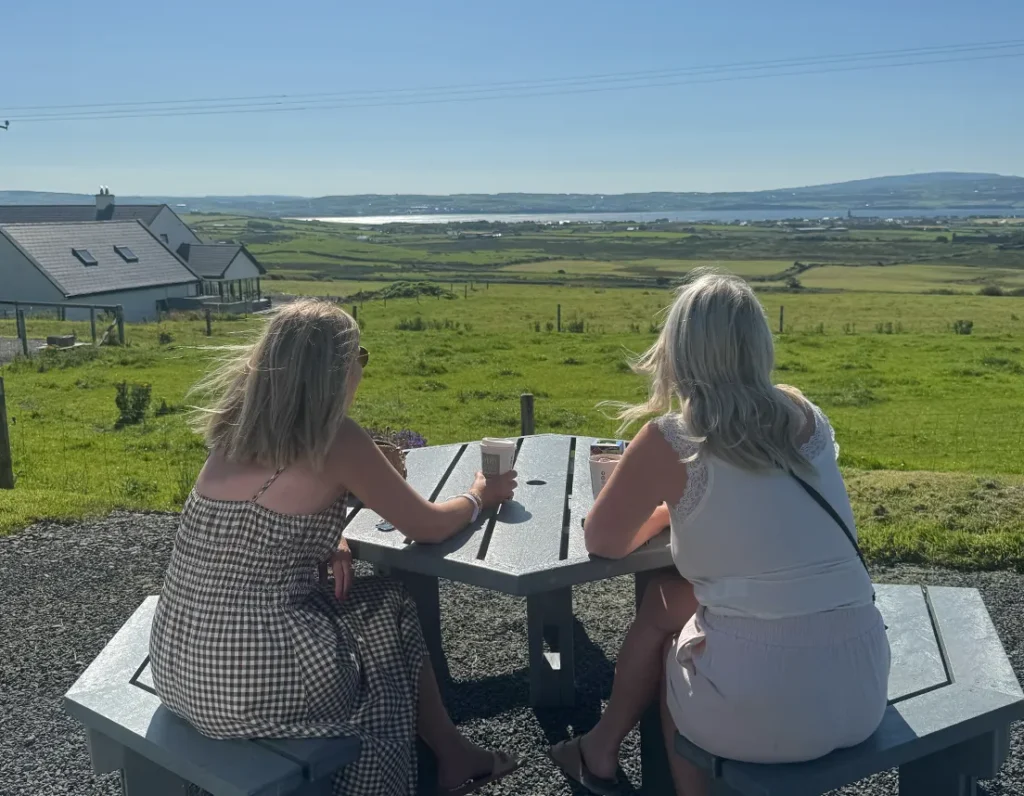 Drinking coffee in the sun