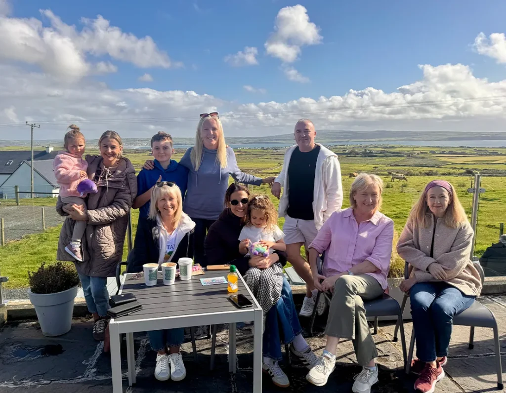 Family group tour on terrace